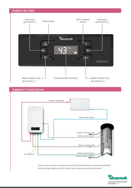 BAYMAK DUOTEC DHW 42 KW TAM YOĞUŞMALI KOMBİ